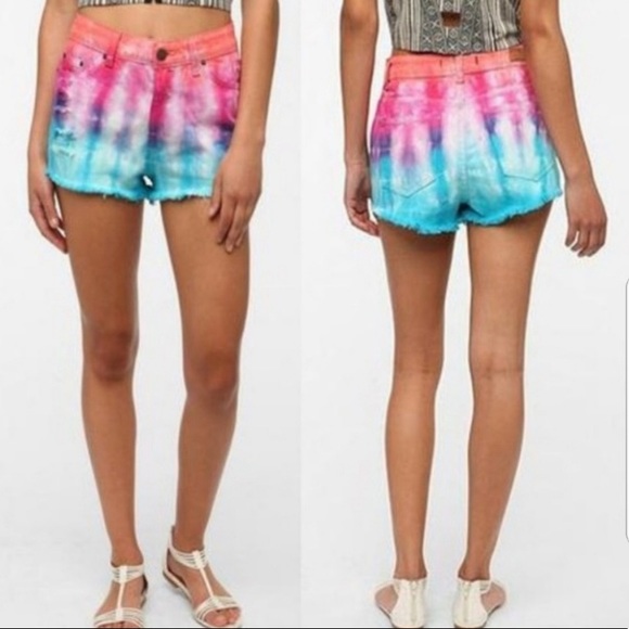 tie dye high waisted shorts